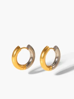 New Two Tone Splicing Hoop Earrings Earrings|Accessories