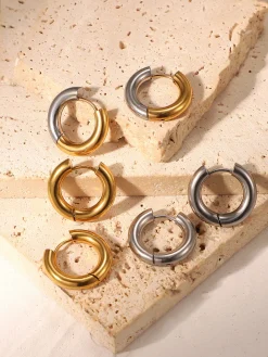 New Two Tone Splicing Hoop Earrings Earrings|Accessories