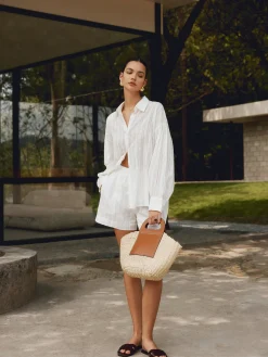 Discount Two Tone Straw Bag Bags|Accessories