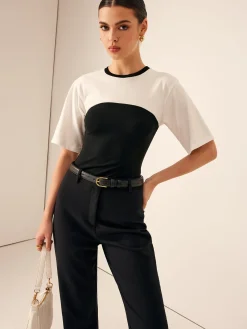 New Two Tone Stretch Jersey T-Shirt T-shirts|Tops