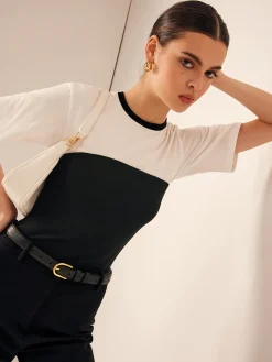 New Two Tone Stretch Jersey T-Shirt T-shirts|Tops
