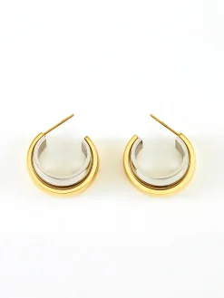 Hot Two Tone Tunnel Hoop Earrings Earrings|Accessories