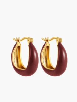 Sale Two Tone U-Shape Stud Hoop Earrings Earrings|Accessories
