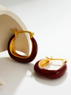 Sale Two Tone U-Shape Stud Hoop Earrings Earrings|Accessories