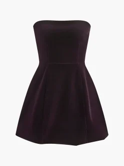 Online Two Way Bow-Decor Velvet Tube Dress Dresses