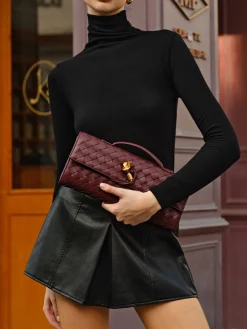 New Two Way Woven Flap Clutch Shoulder Bag Bags|Accessories