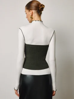 Best Two-Piece Lettuce Trim Knit Top With Slit Vest Vests|Knitwear