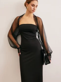 Sale Two-Piece Sheer Shrug Jersey Tube Dress Cocktail & Party Dresses|Midi Dresses