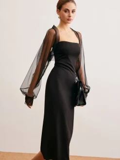 Sale Two-Piece Sheer Shrug Jersey Tube Dress Cocktail & Party Dresses|Midi Dresses