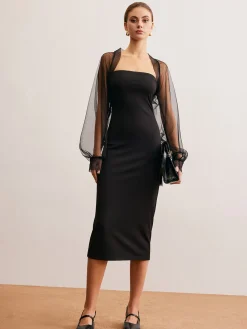 Sale Two-Piece Sheer Shrug Jersey Tube Dress Cocktail & Party Dresses|Midi Dresses