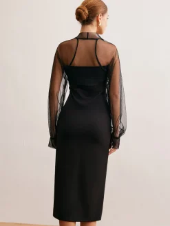 Sale Two-Piece Sheer Shrug Jersey Tube Dress Cocktail & Party Dresses|Midi Dresses