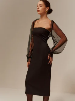 Sale Two-Piece Sheer Shrug Jersey Tube Dress Cocktail & Party Dresses|Midi Dresses