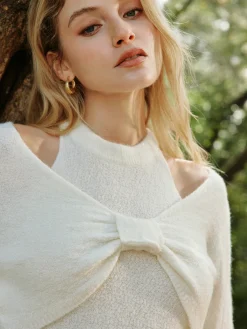 Outlet Two-Piece Skinny Vest With Bow-Decor Sweater Top Vests|Knitwear