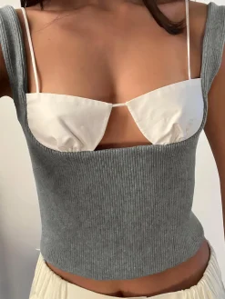 Online Two-Tone Bra Detail Cami Top Tank Tops & Camis|Tops