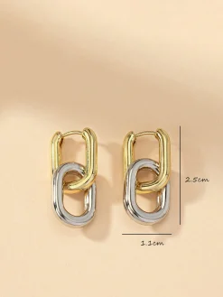 Online Two-Tone Hoop Drop Earrings Earrings|Accessories