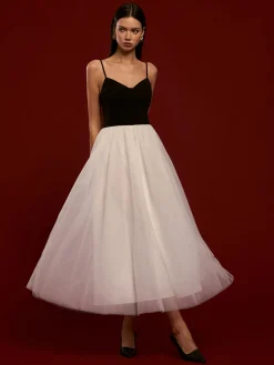 Discount Two-Tone Mesh Cami Dress White Dresses|Cocktail & Party Dresses