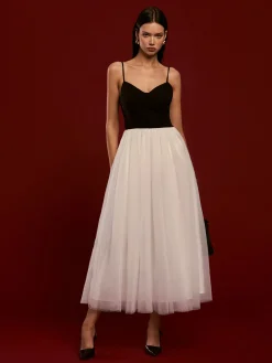 Discount Two-Tone Mesh Cami Dress White Dresses|Cocktail & Party Dresses