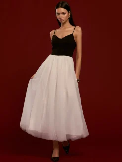 Discount Two-Tone Mesh Cami Dress White Dresses|Cocktail & Party Dresses