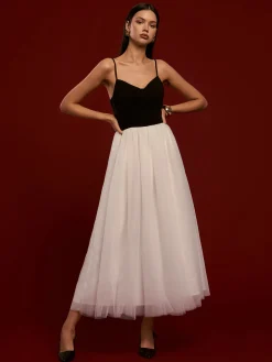 Discount Two-Tone Mesh Cami Dress White Dresses|Cocktail & Party Dresses