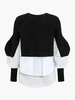 Best Two-Tone Panel Knit Top Sweater Tops|Sweaters & Cardigans