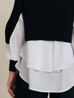 Best Two-Tone Panel Knit Top Sweater Tops|Sweaters & Cardigans