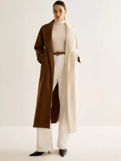 Sale Two-Tone Slit Tweed Long Coat Outerwear|Coats
