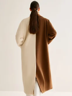 Sale Two-Tone Slit Tweed Long Coat Outerwear|Coats