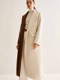 Sale Two-Tone Slit Tweed Long Coat Outerwear|Coats