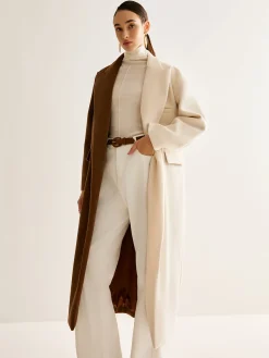 Sale Two-Tone Slit Tweed Long Coat Outerwear|Coats