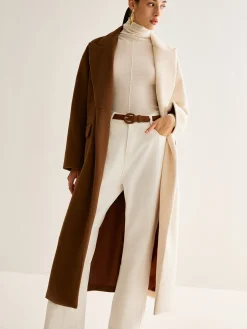Sale Two-Tone Slit Tweed Long Coat Outerwear|Coats