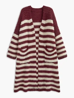 Discount Two-Tone Striped Pockets Long Cardigan Cardigans|Sweaters & Cardigans