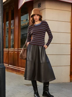 Online Two-Tone Striped Slim Sweater Sweater Tops|Sweaters & Cardigans