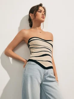 Online Two-Tone Waves Tube Knit Top Sweater Tops|Sweaters & Cardigans