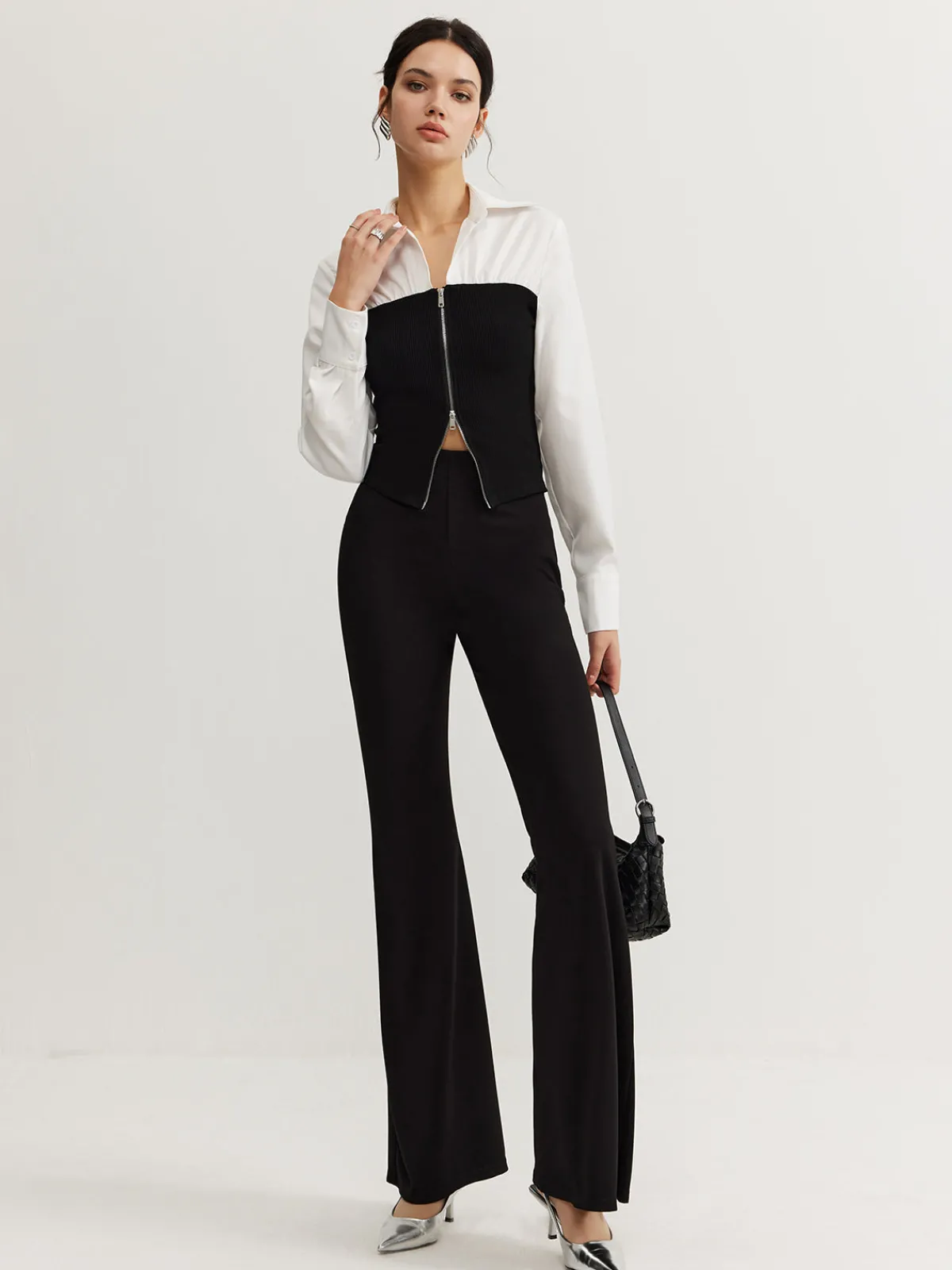 Hot Two-Way Zip Color Block Polo Shirt Blouses & Shirts|Tops