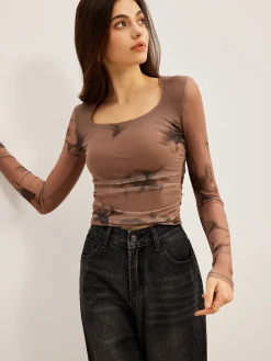 Best Tye Dye Floral Printed Mesh T-Shirt T-shirts|Tops