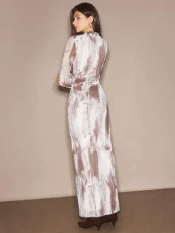 Best Tye Dye Printed Mesh Dress Without Belt Casual Dresses|Work Dresses