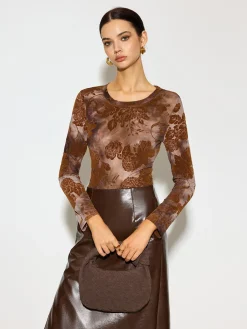 Best Tye Dye Printed Slim Mesh Top Tops