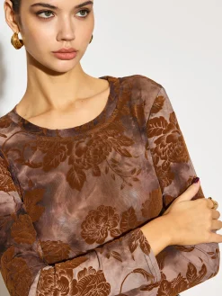 Best Tye Dye Printed Slim Mesh Top Tops