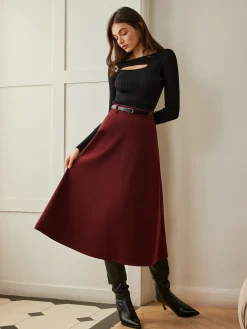 Clearance Umbrella Shape Belted Skirt Skirts|Bottoms