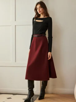 Clearance Umbrella Shape Belted Skirt Skirts|Bottoms