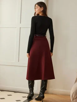 Clearance Umbrella Shape Belted Skirt Skirts|Bottoms