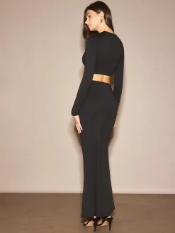 Discount U-Ring Cutout Crop Skirt Set Skirt Sets|Long Sleeve Sets