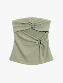 Discount U-Ring Cutout Zippered Tube Top Tank Tops & Camis|Tops