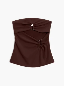 Discount U-Ring Cutout Zippered Tube Top Tank Tops & Camis|Tops