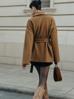 Utility Belted Tweed Coat Outerwear|Coats