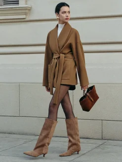 Utility Belted Tweed Coat Outerwear|Coats