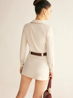 Utility Button Belted Suit Dress Casual Dresses|Short Dresses