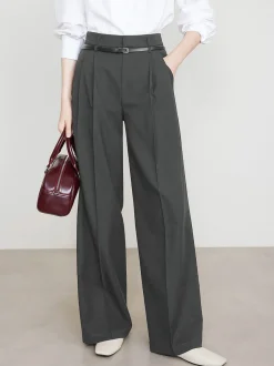 New Utility High-Waist Pleated Pants Without Belt Pants|Bottoms