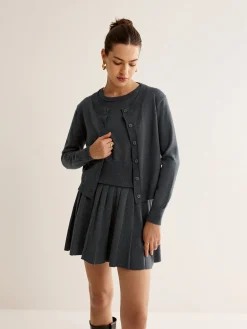 Online Utility Knit Three-Piece Skirt Set Sweater Tops|Skirts