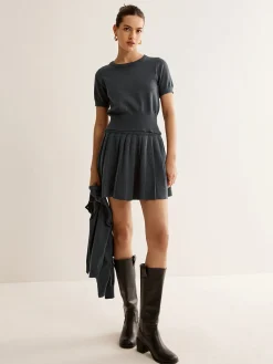 Online Utility Knit Three-Piece Skirt Set Sweater Tops|Skirts
